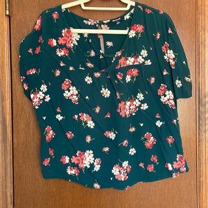 Madewell floral v-neck blouse